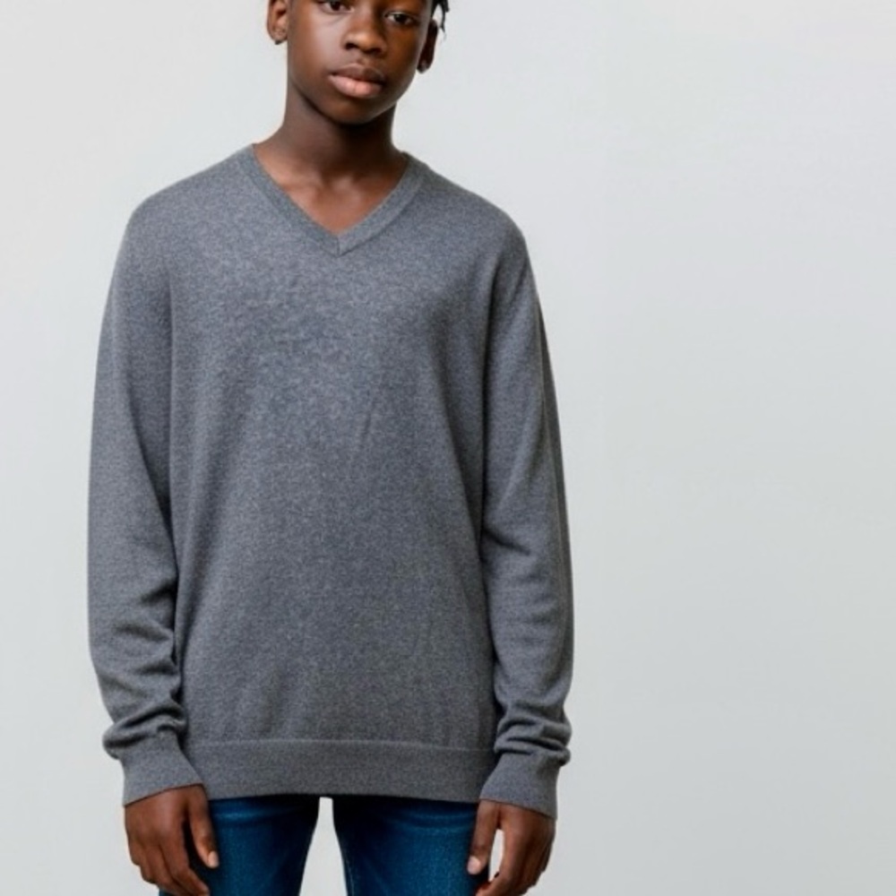 Turnbury Merino Wool‎ Men's Gray V-Neck Sweater XXL